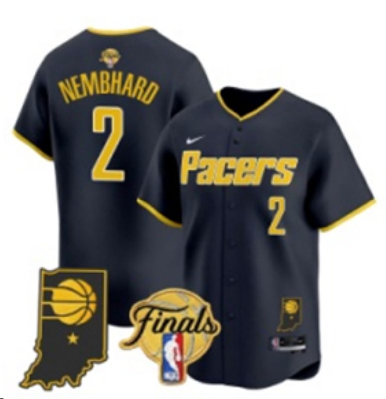 Men 2025 Indiana Pacers #2 Nembhard Blue Nike Joint Name NBA Jersey style 3